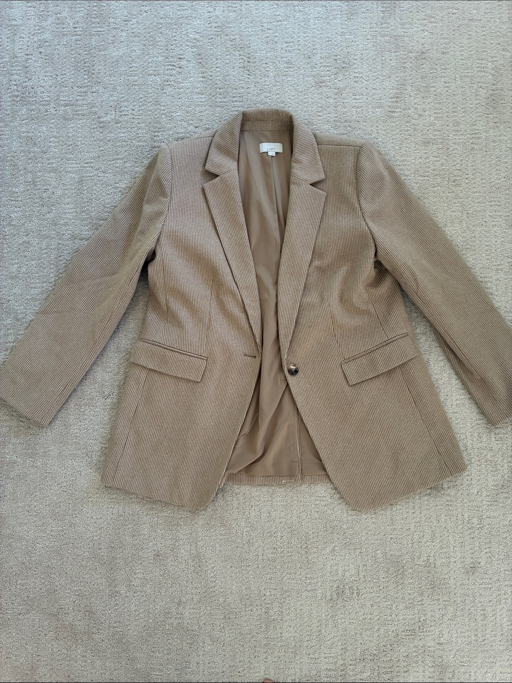 LOFT Taupe Single-Button Tailored Blazer